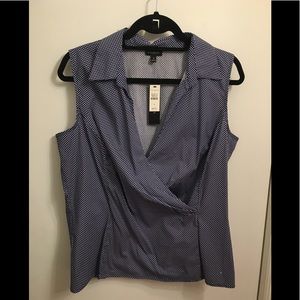 Talbots blue and white sleeveless dress shirt